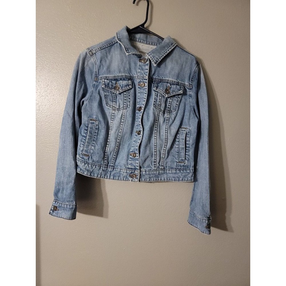 JC Penny Blue 100% Cotton Denim Button Up Trucker Jacket No Size Tag